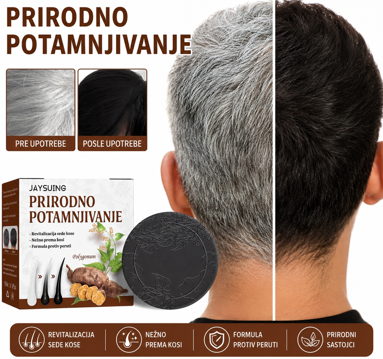 NJEGUJUĆI ŠAMPON &nbsp;ZA POTAMNJIVANJE SIJEDIH